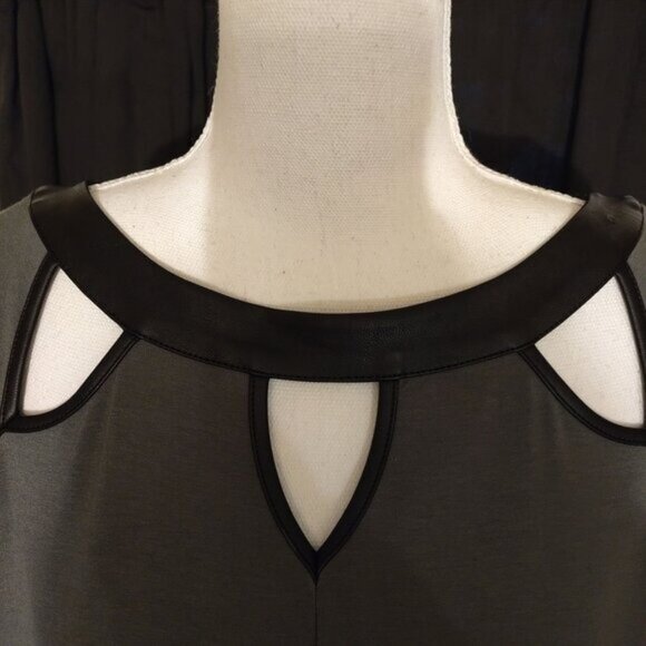 BELLE-KIM GAVEL Tunic W/Faux Leather Trim/Embellished Sleeves TOP-SIZE: 3XL-NWT - Picture 4 of 12